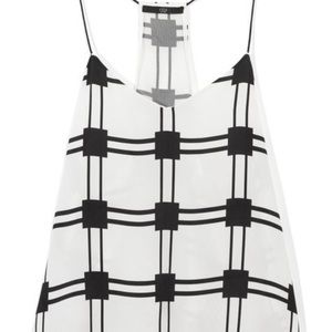 Tibi black and white silk camisole